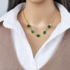 Oval Green Crystal Pendant Necklace Set With Bracelet